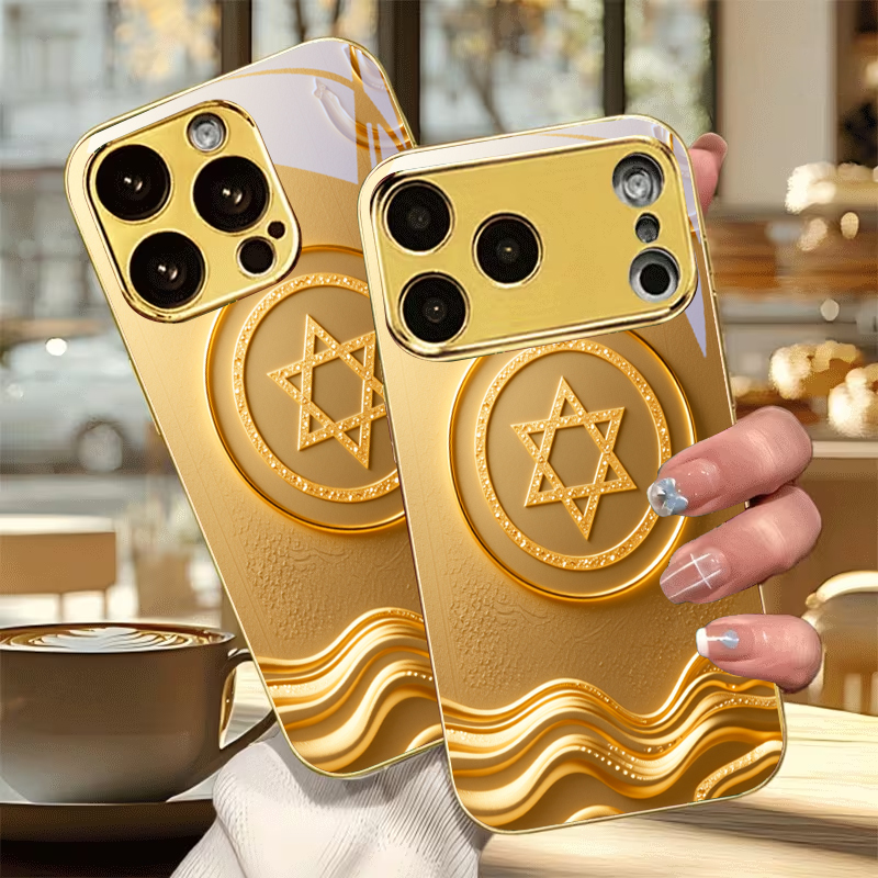 Phone Cases Luxury - Lüks Yaldızlı Yıldız Elektrokaplama Altın Telefon