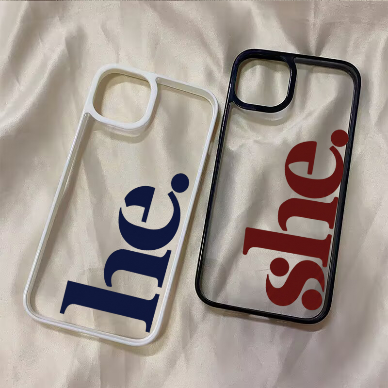 Phone Cases Shein - He She Letter Çift Telefon Kılıfı