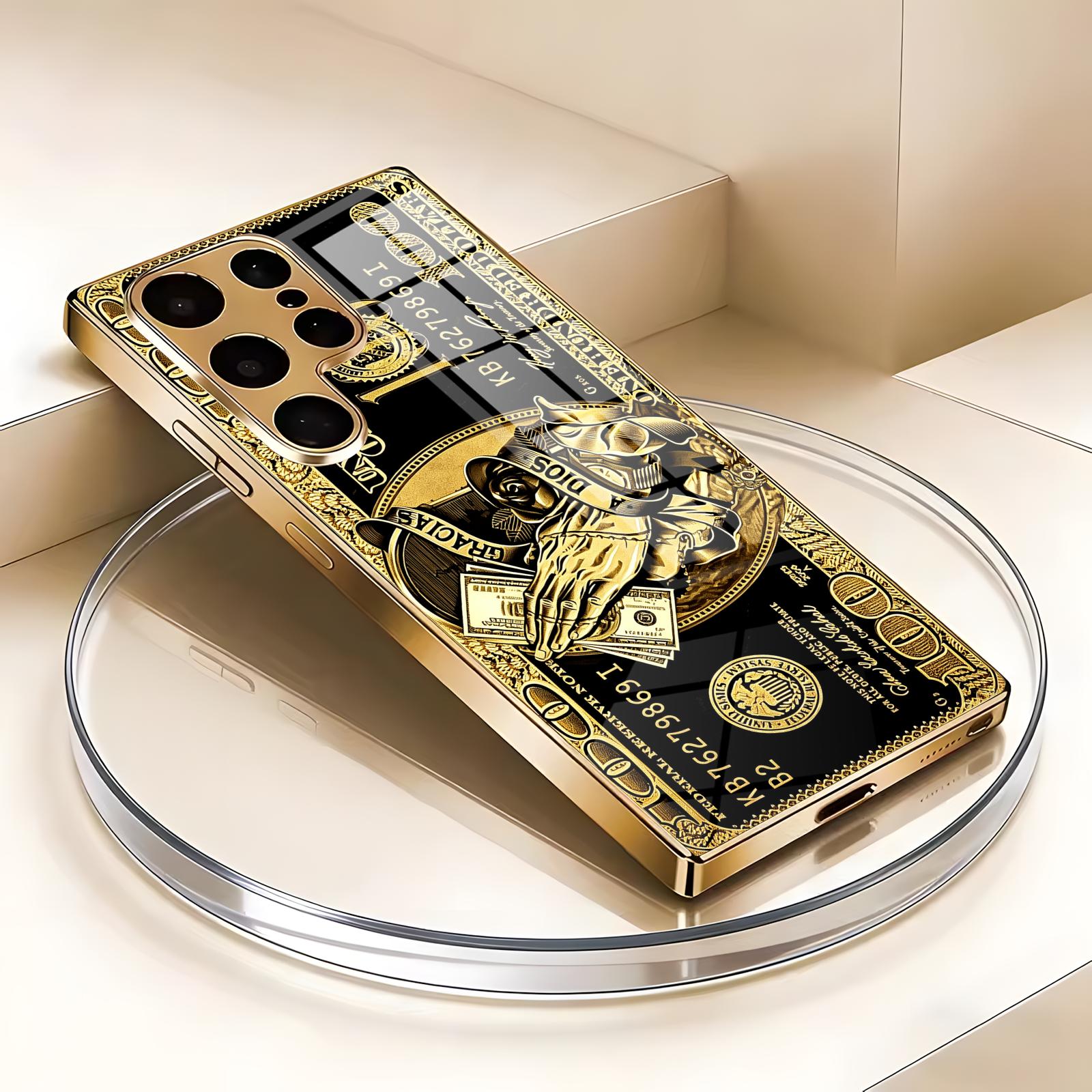 Phone Cases Luxury - Lüks Metalik Dokulu Dolar Desenli Telefon