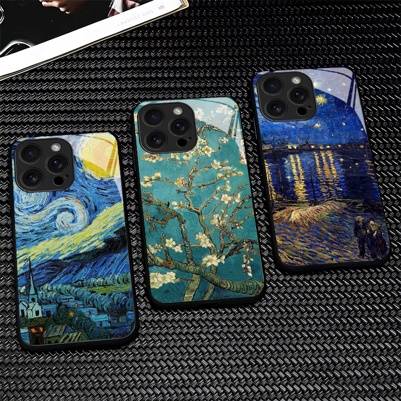 Phone Cases Shein - Van Gogh Yağlıboya Estetiği Cam Telefon