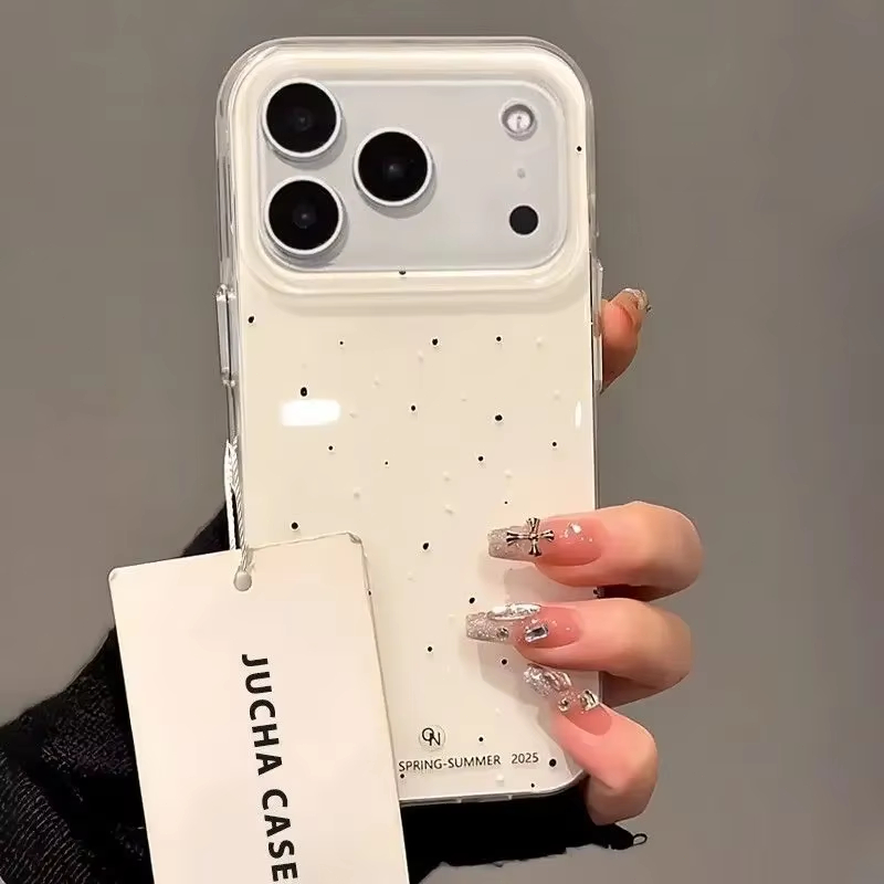 Phone Cases Y2K - Basit Kore Tarzı Beyaz Sıçramalı Puantiyeli