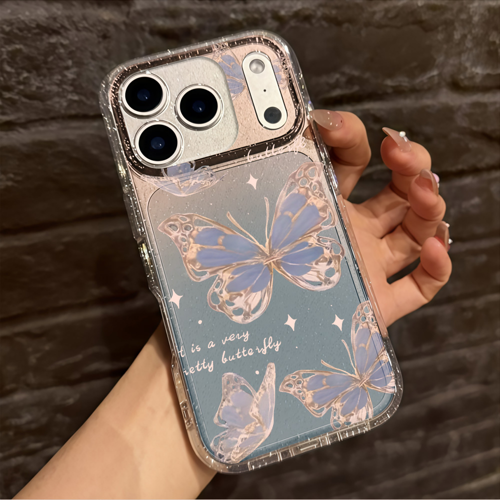 Lüks Mavi Kelebek Şeffaf Simli - Phone Cases Expensive incelemesi ve fiyatı
