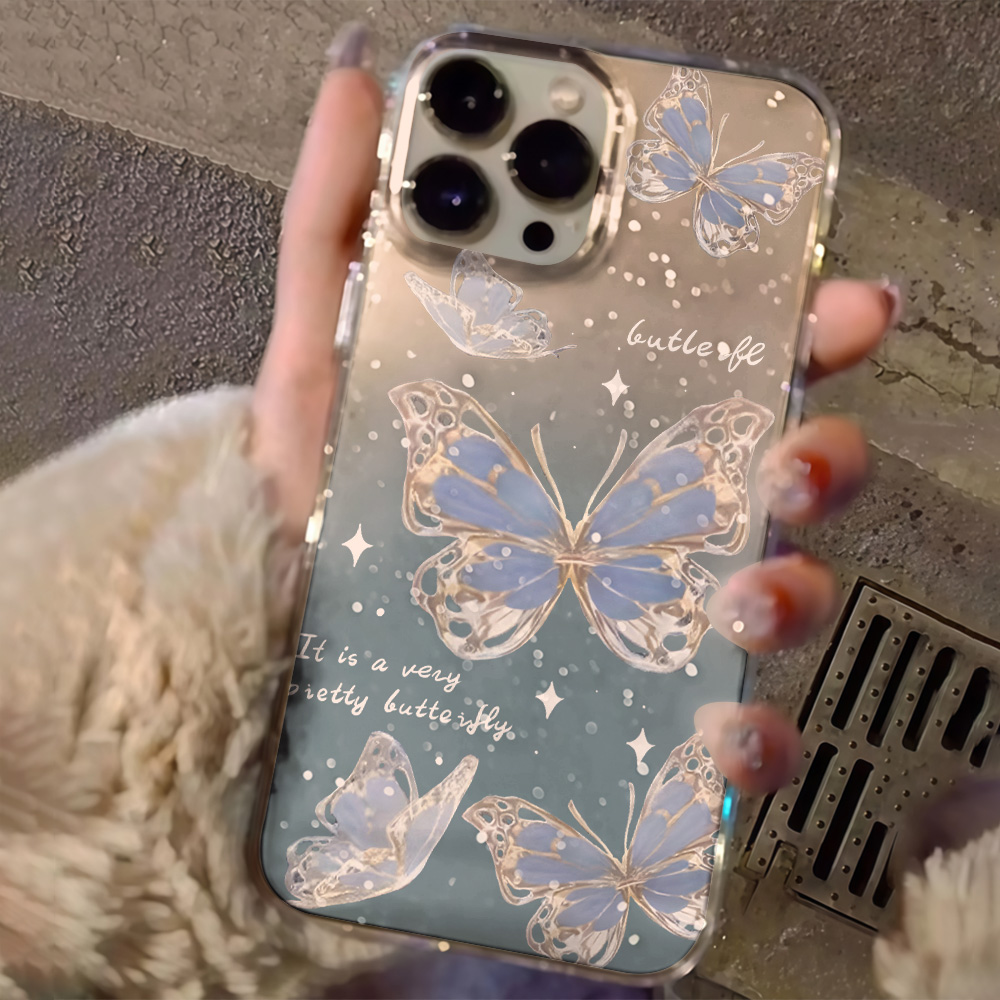 Lüks Mavi Kelebek Şeffaf Simli - Phone Cases Expensive incelemesi ve fiyatı
