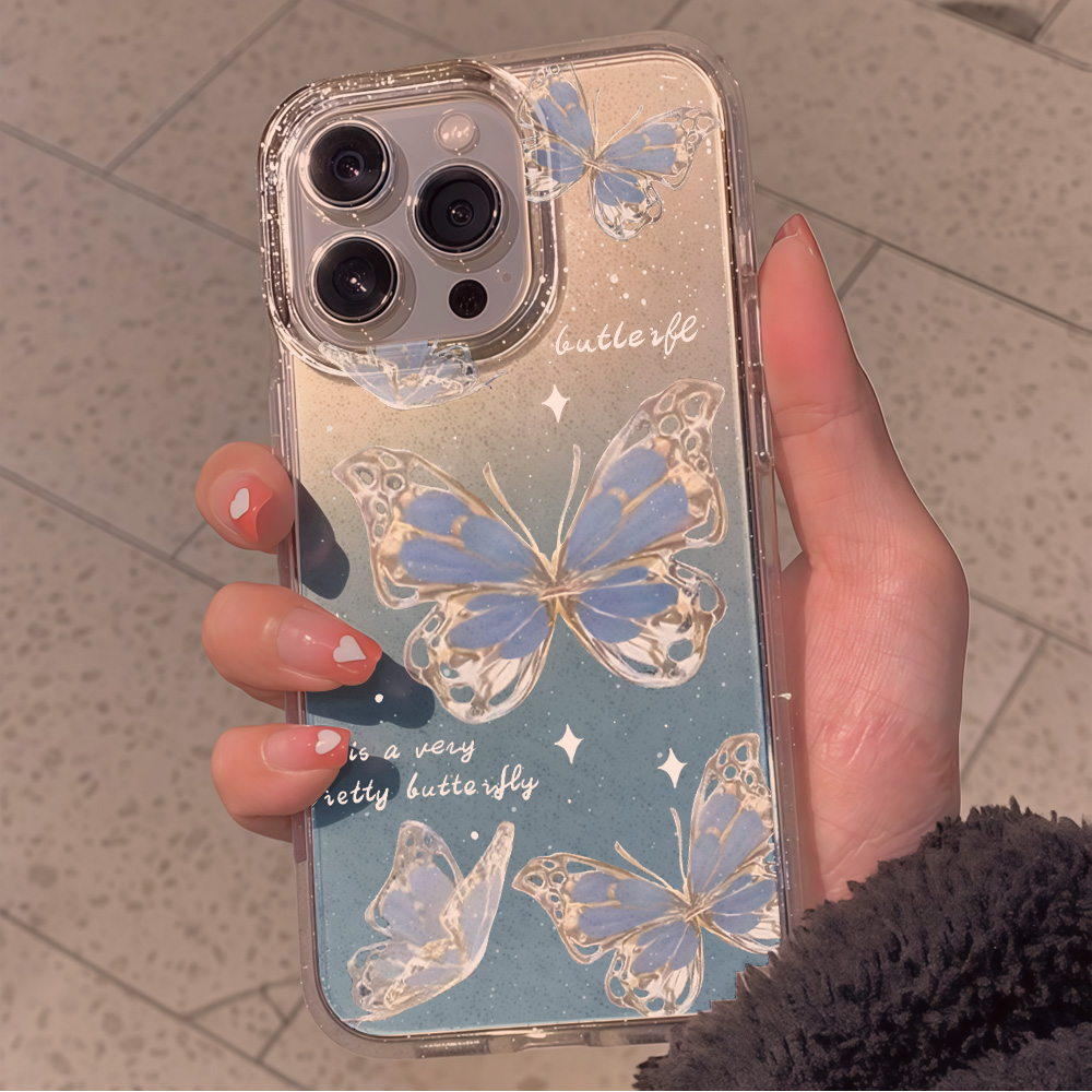 Lüks Mavi Kelebek Şeffaf Simli - Phone Cases Expensive incelemesi ve fiyatı