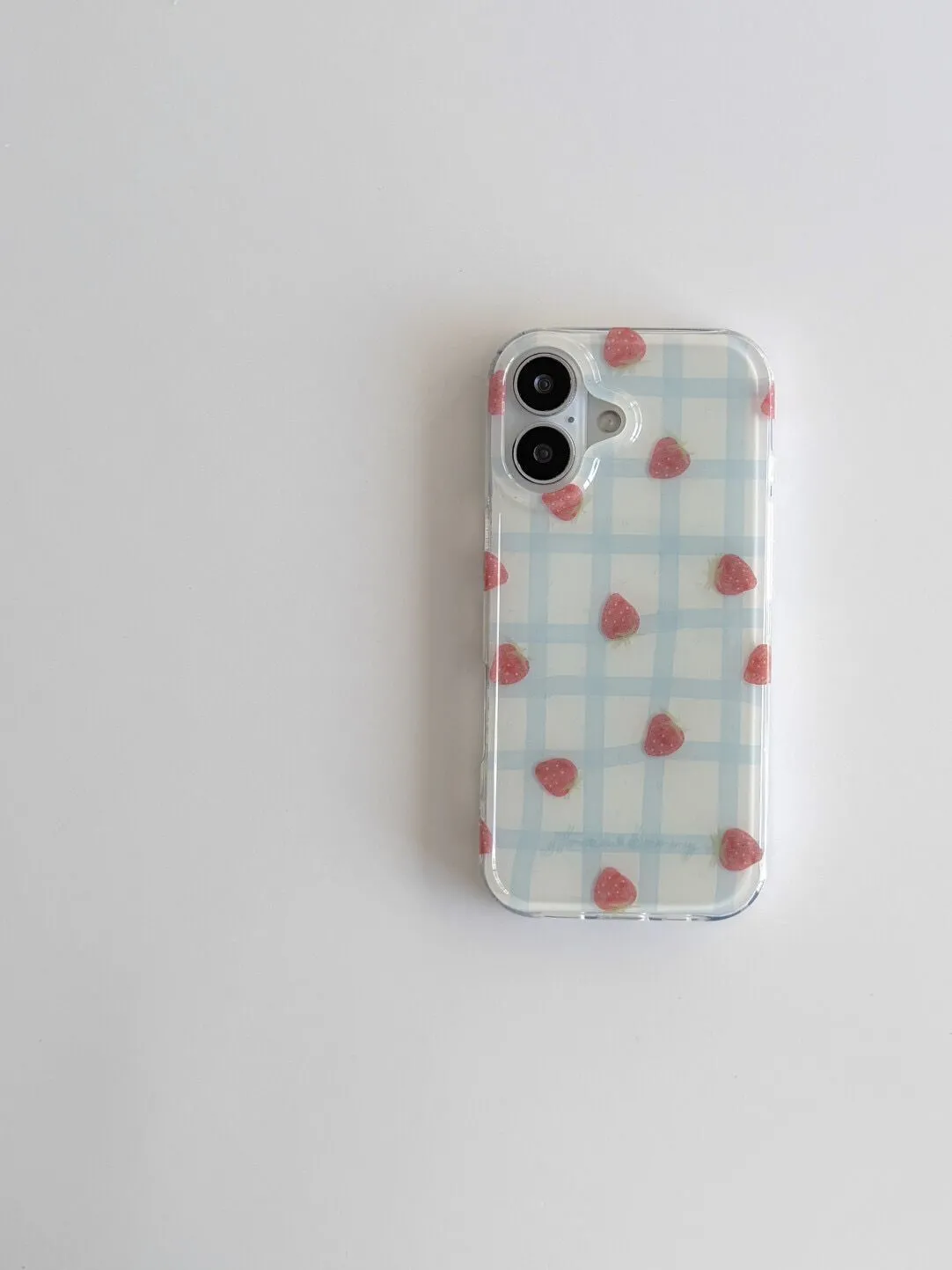Taze Mavi Kareli Desenli Çilek - Phone Cases Y2K incelemesi ve fiyatı
