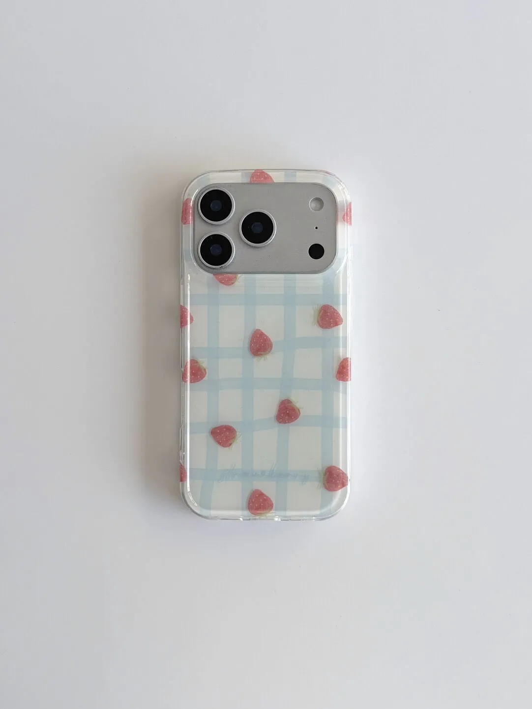 Taze Mavi Kareli Desenli Çilek - Phone Cases Y2K incelemesi ve fiyatı