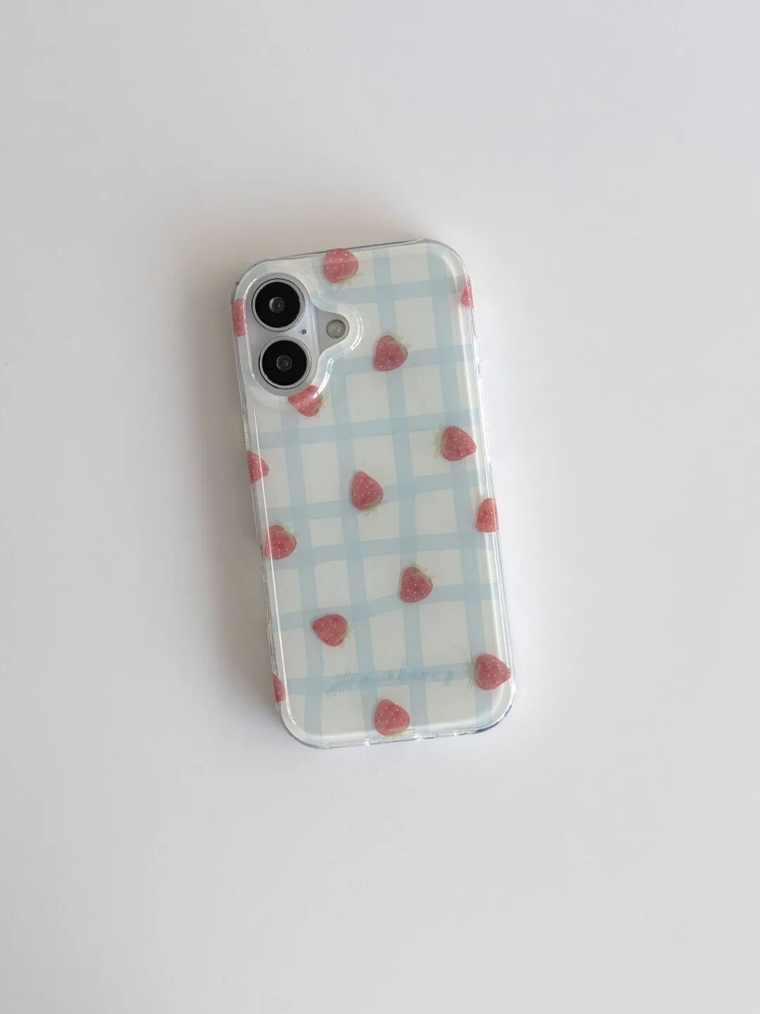 Taze Mavi Kareli Desenli Çilek - Phone Cases Y2K incelemesi ve fiyatı